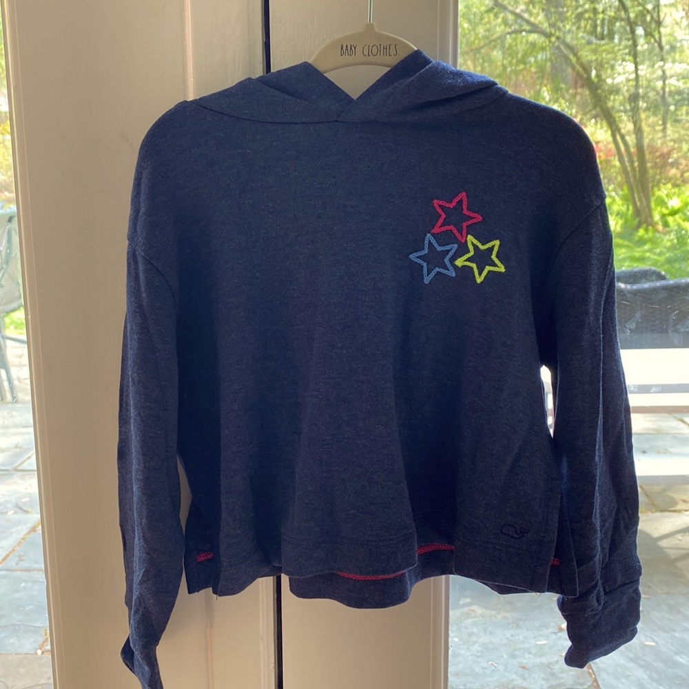 NWT Vineyard Vines Toddler Girl Hooded Heather Blue Sweatshirt Size 2T